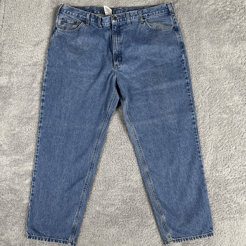Carhartt Men's Relaxed Fit Jeans 44 30 Dark Wash Utility Work Outdoor Barn